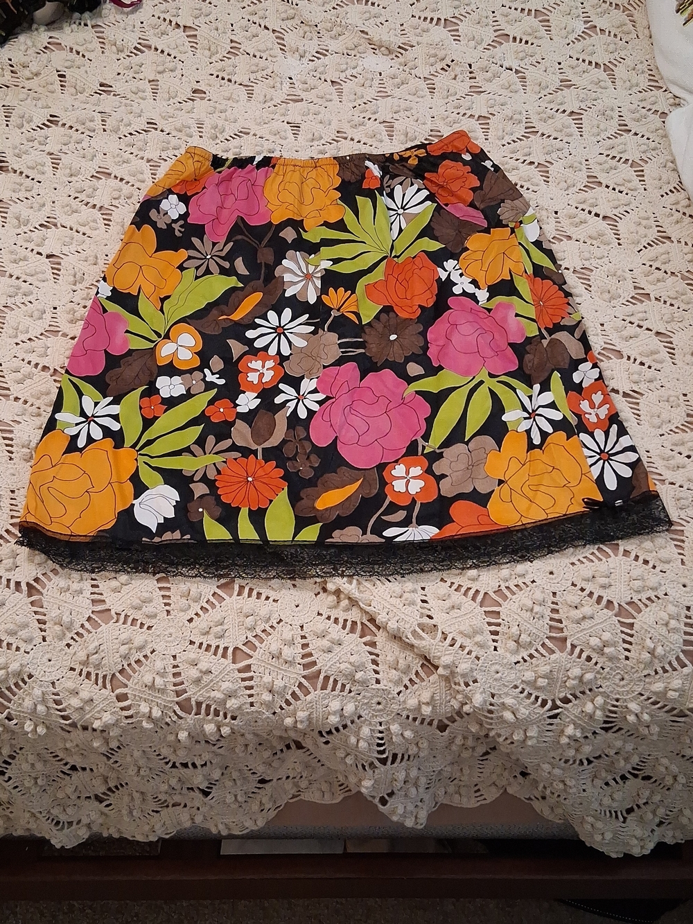 Vintage Floral A-Line Slip Skirt